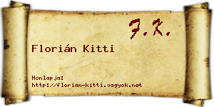 Florián Kitti névjegykártya